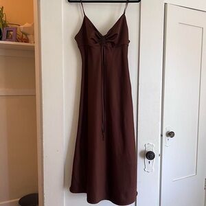 Brown Satin Slip Dress
